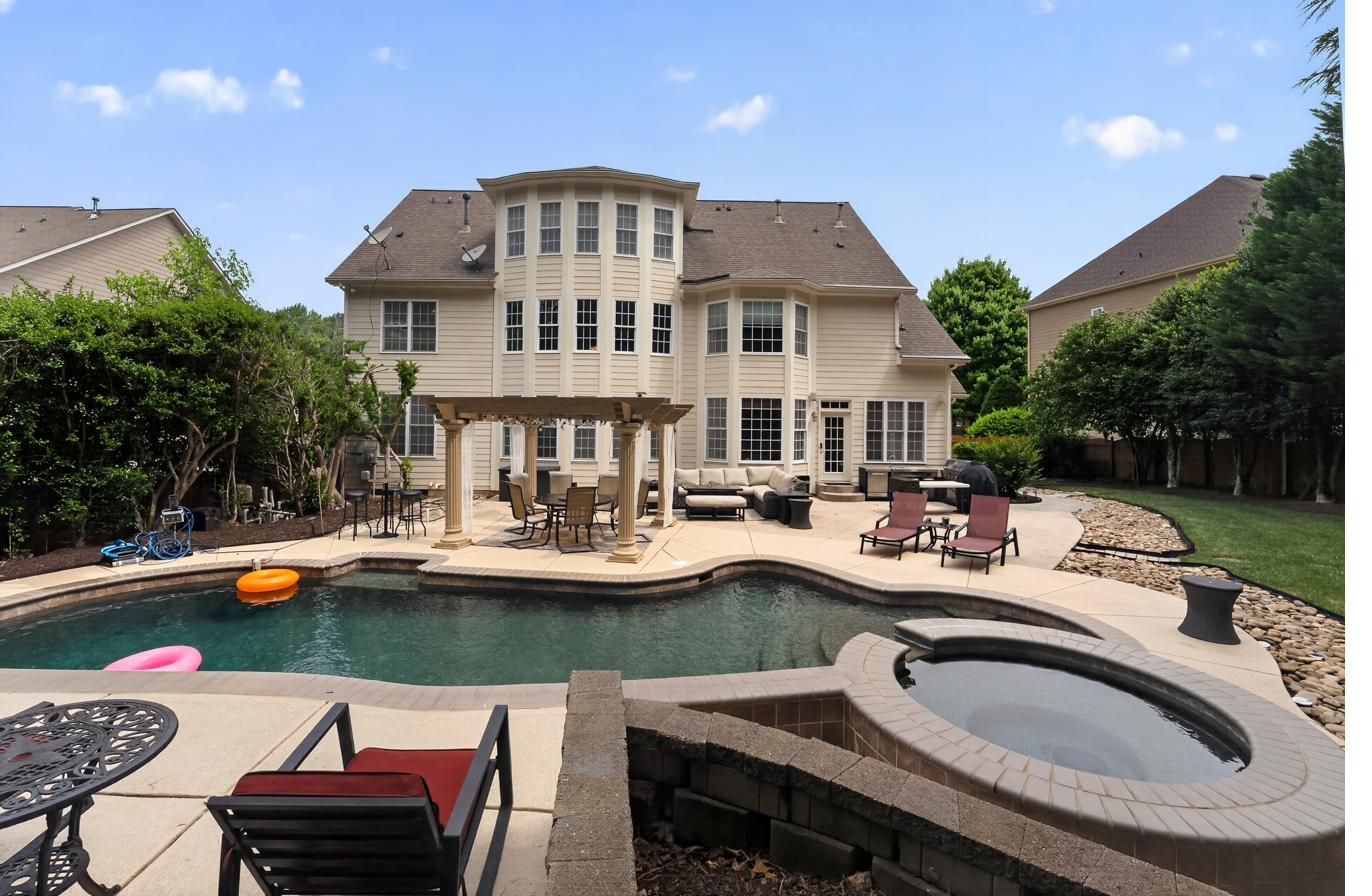 Heated pool and spa with waterfall